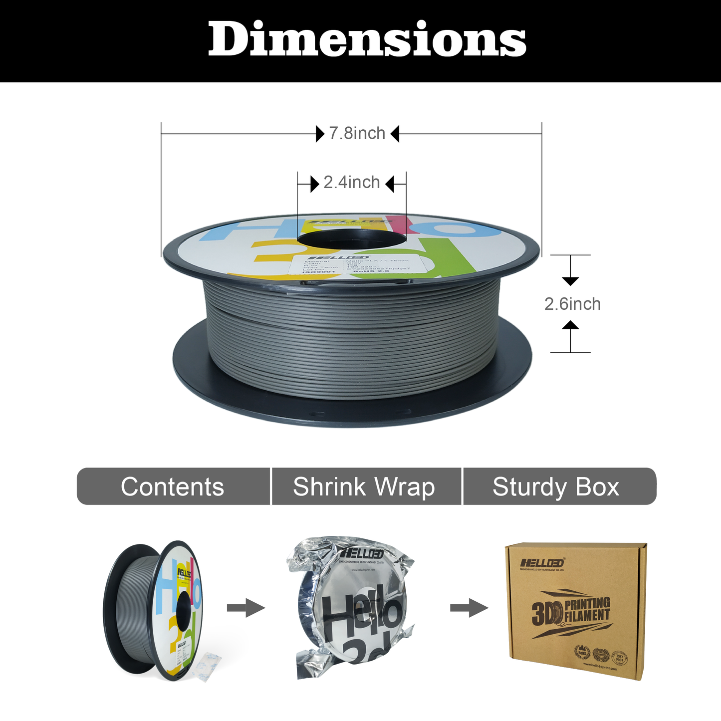 Hello3D Matte Grey PLA 1kg