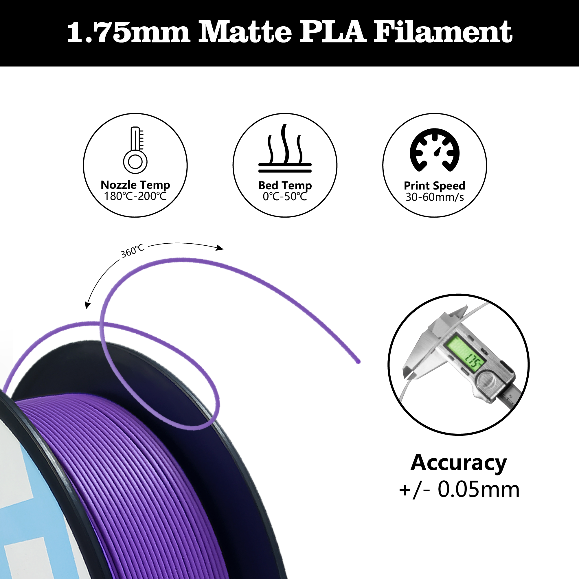 Hello3D Matte Purple PLA 1kg