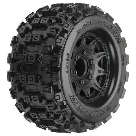 Pro-Line Badlands MX28 2.8" Pre-Mounted Tires w/Raid 6x30 Wheels (2) (M2) (Black) w/Removable Hex - PRO1012510