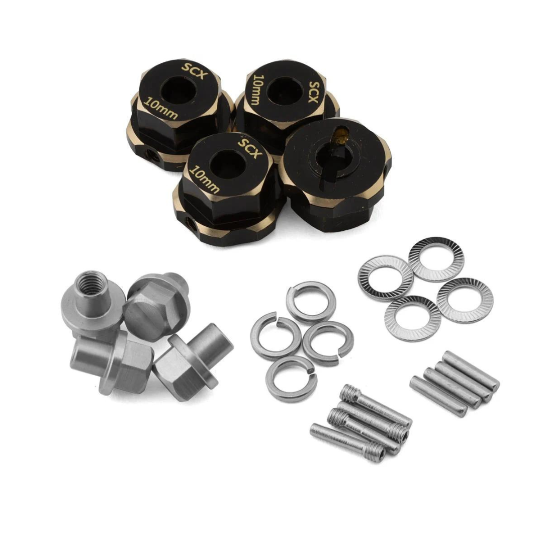 Samix Multi Crawler Extended Heavy Brass Wheel Hex Adapters (4) (Black) (10mm) (56g) - SAMMSCX-4463-10