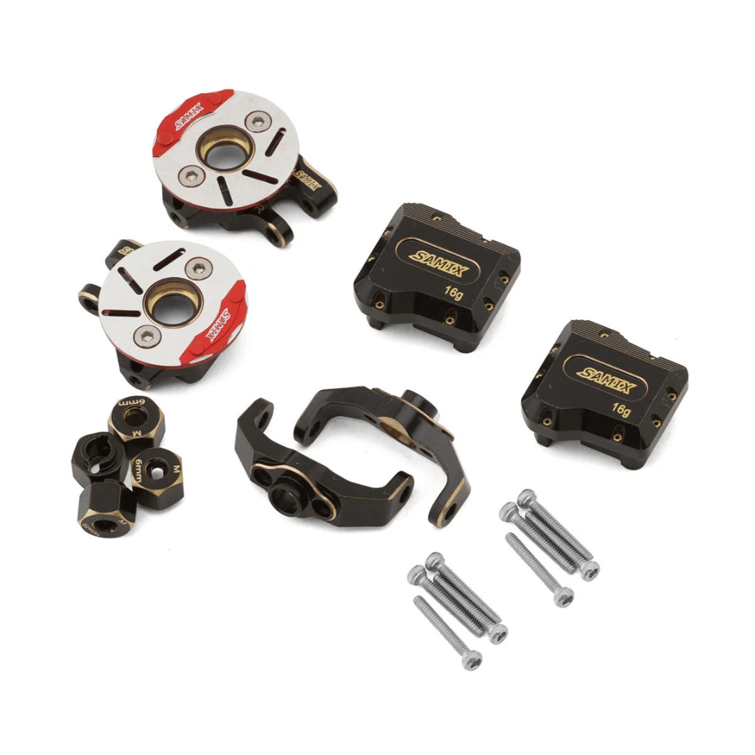 Samix Brass Steering Knuckles & Differential Covers for Traxxas TRX-4M (Black) (2) (71g) w/Hexe Adapters - SAMTRX4M-4412C5