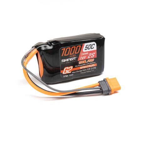 Spektrum 7.4V 1000mAh 2S 50C Smart G2 Trail Pro LiPo Battery: IC2 - SPMX-1049