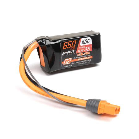 Spektrum 11.1V 650mAh 3S 50C Smart G2 Trail Pro LiPo Battery: IC2 - SPMX-1051