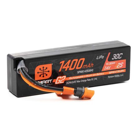 Spektrum RC 7.4V 1400mAh 2S 30C Smart G2 LiPo Battery: IC2 - SPMX142S30H2