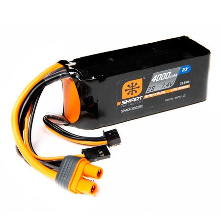 Spektrum 4000mAh 2S 7.4V Smart LiPo Receiver Battery IC3 - SPMX40002SRX
