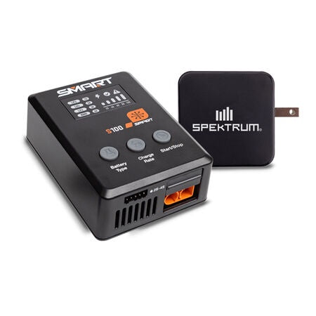 Spektrum RC S100 Smart Charger w/USB-C GaN Power Supply Combo (4S/100W) - SPMXC2090P