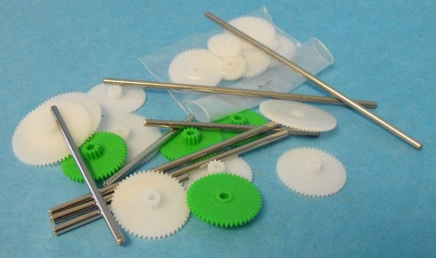 Assorted Small Plastic Motor Gears & Metal Shafts (27pcs) #SVM-MR6