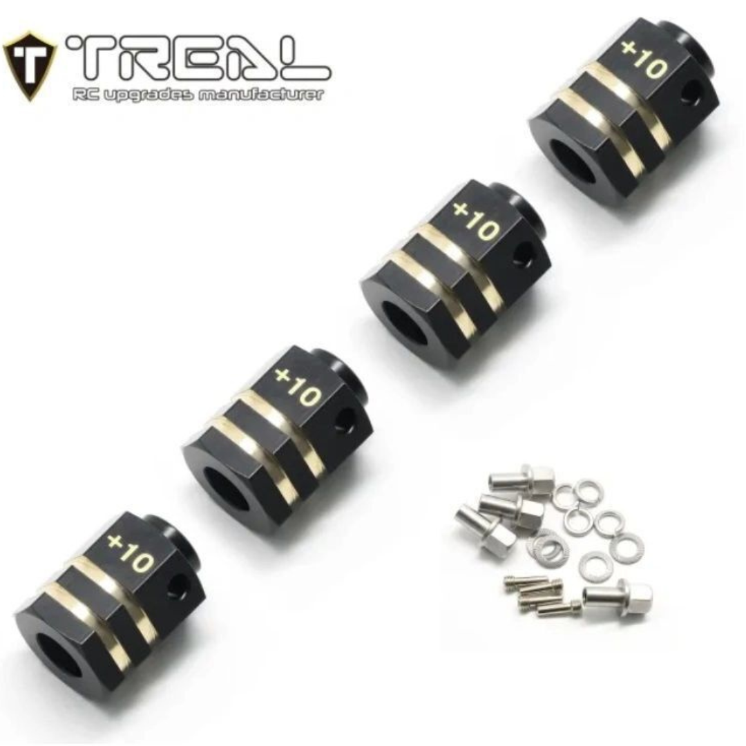 Treal Hobby Brass Extended Hex Hubs for Traxxas TRX-4 (Black) (4) (+10mm) - TLHTTRX4-20