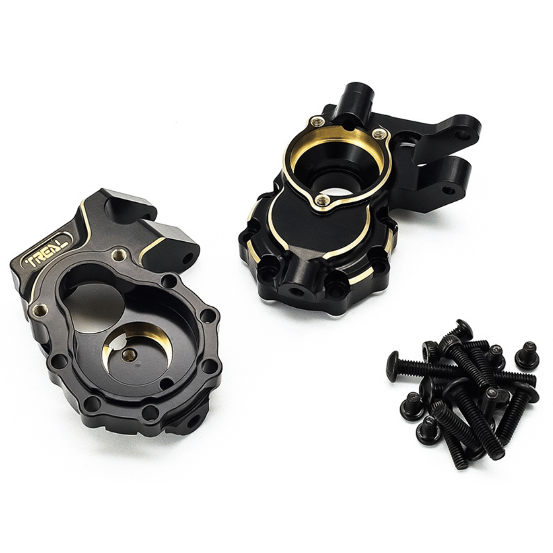 Treal Hobby Traxxas TRX-4 Brass Steering Knuckles Portal Covers (Black) (2) (67g) - TLHTTRX4-01