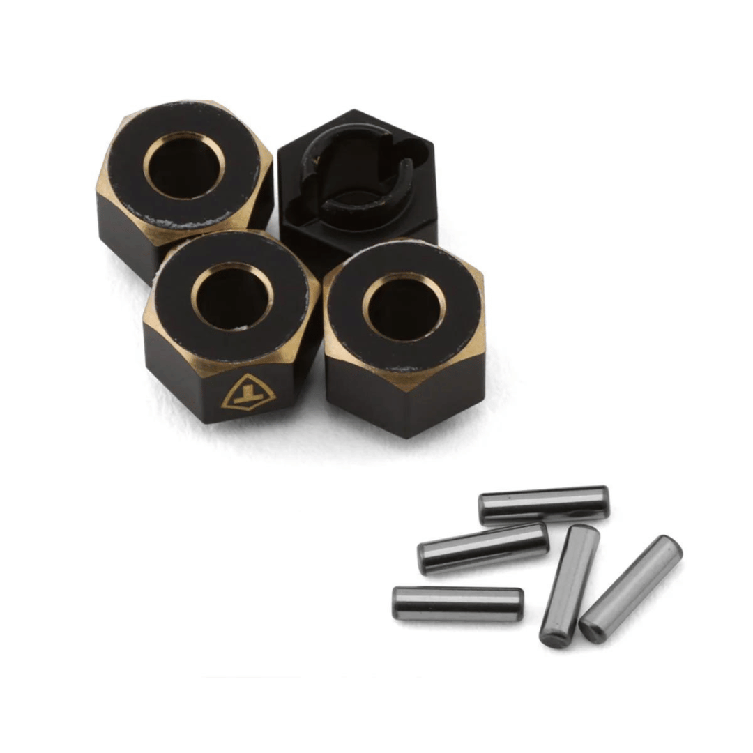 Treal Hobby Extended Brass Wheel Hub Hex for Traxxas TRX-4M (Black) (4) (1.3g) (+6mm Offset) - TLHTTRX-4M-01