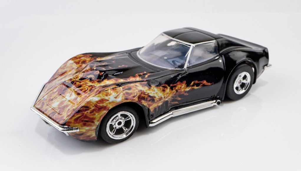 AFX 1968 Corvette 427 Black/Flame HO Scale Slot Car