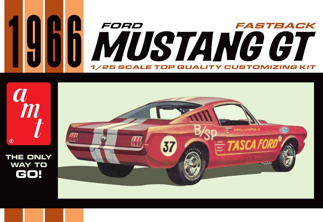 1966 Ford Mustang Fastback 2+2 1/25 Model Car Kit #1305 by AMT