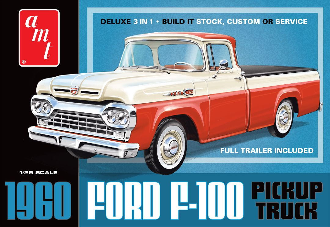 1960 Ford F-100 Pickup With Trailer (New Tooling) 1/25 #1407 by AMT