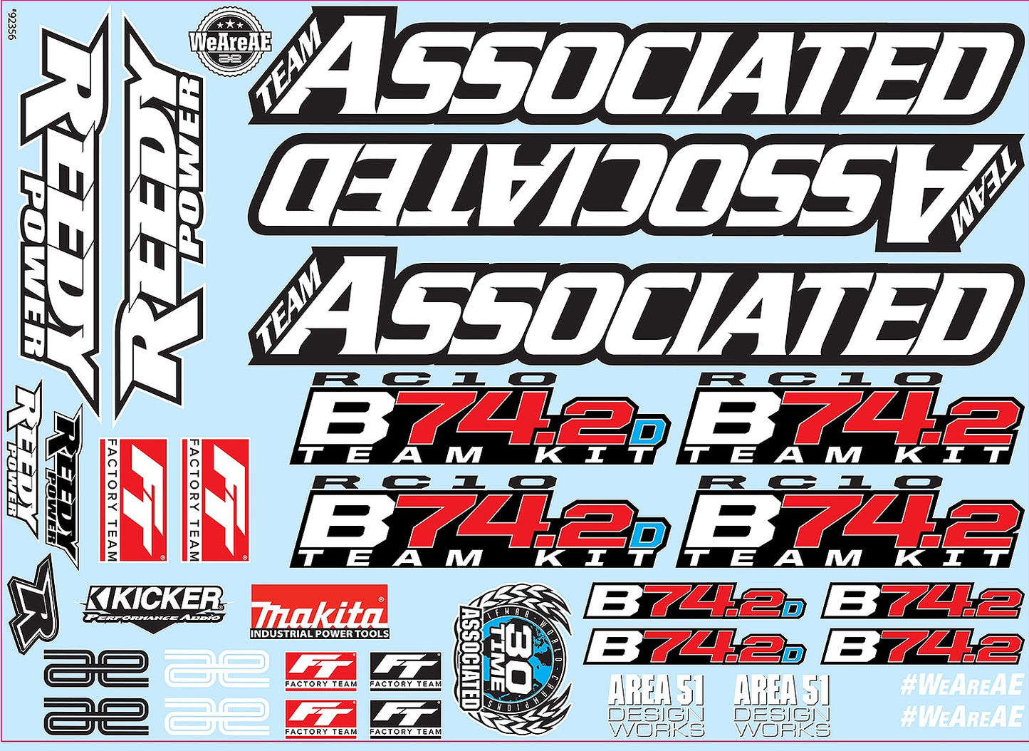Team Associated RC10B74.2 Decal Sheet - ASC92356