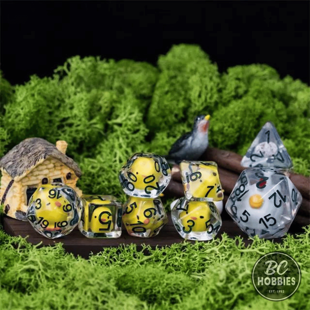 Chicken Family 8pc Dice Set Inked in Green