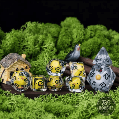 Chicken Family 8pc Dice Set Inked in Green