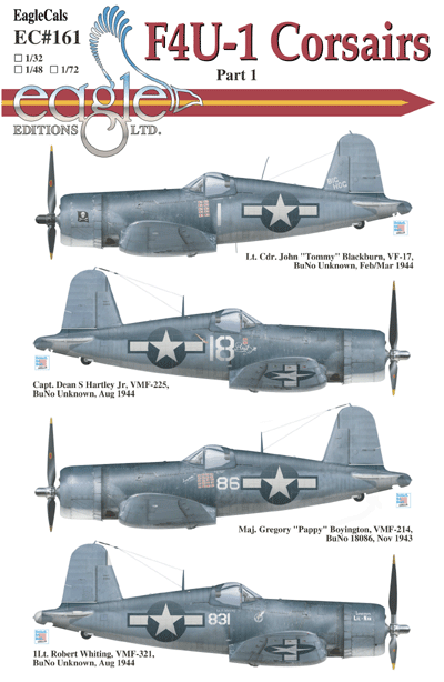 Eagle Editions Decal Set 1/48 F4U1 Corsairs - EC161-48