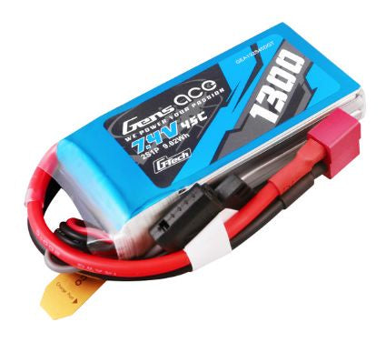 Gens Ace G-Tech Smart 2S LiPo Battery 25C (7.4V/1300mAh) w/T-Style Connector - GEA132S45DGT