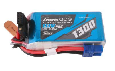 Gens Ace G-Tech Smart 3S LiPo Battery 45C (11.1V/1300mAh) w/EC3 Connector - GEA133S45E3GT