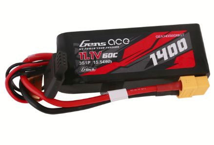 Gens Ace G-Tech Smart 3S LiPo Battery 60C (11.1V/1400mAh) w/XT60 Connector - GEA143S60X6GT