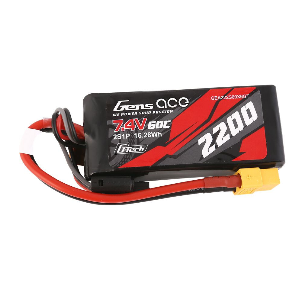 Gens Ace 2S G-Tech Smart LiPo Battery 60C (7.4V/2200mAh) w/XT-60 Connector - GEA222S60X6GT