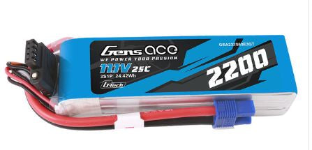 Gens Ace G-Tech Smart 3S LiPo Battery 60C (11.1V/2200mAh) w/EC3 Connector - GEA223S60E3GT