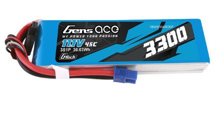 Gens Ace G-Tech Smart 3S LiPo Battery 45C (11.1V/3300mAh) w/EC3 Connector - GEA333S45E3GT