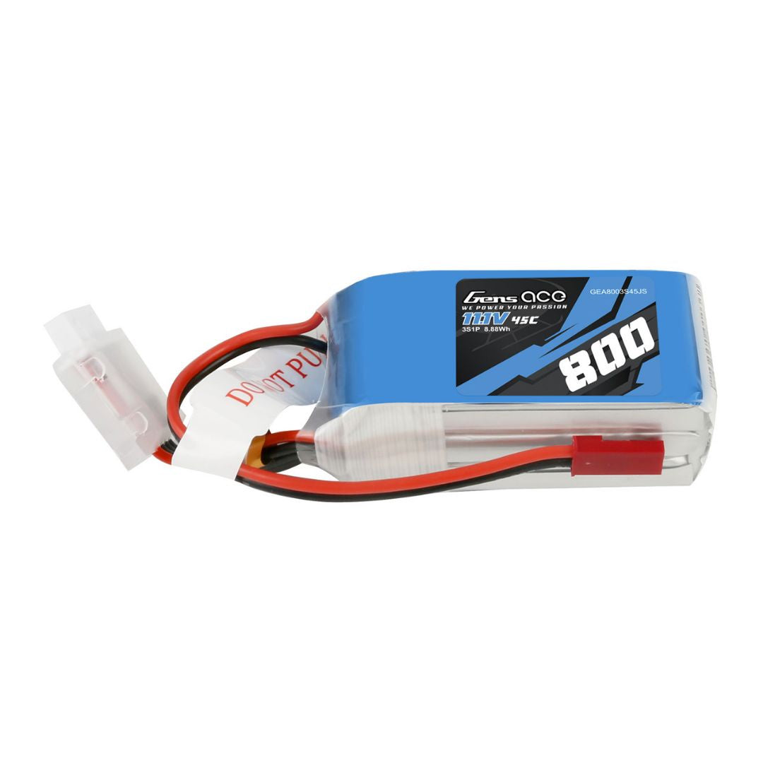 Gens Ace 3S LiPo Battery 45C (11.1V/800mAh) w/JST Connector - GEA8003S45JS