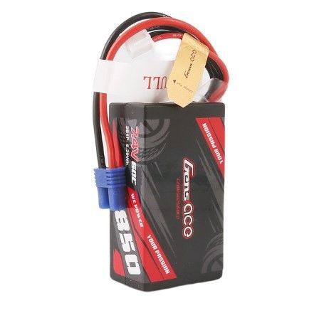 Gens Ace 2S LiPo Battery 60C (7.4V/850mAh) w/EC2 Connector (Losi Mini-B) - GEA8502S60E2