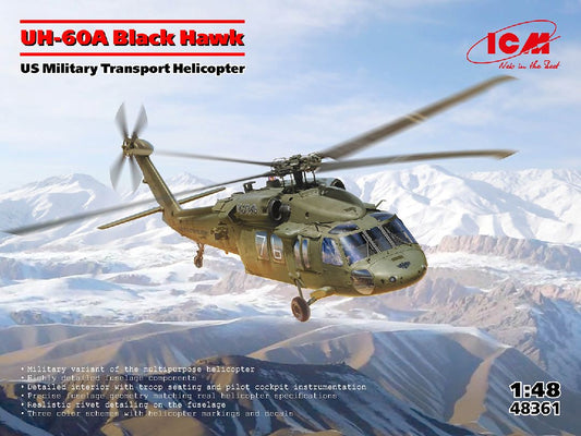 UH-60A Black Hawk, US Military Transport Helicopter 1/48 #48361 by ICM