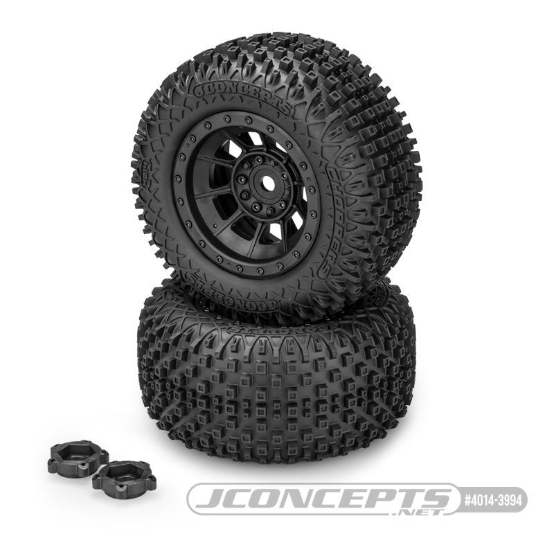 JConcepts Choppers Pre-Mounted Monster Truck Tires w/Hazard Wheel (Black) (2) (Platinum) - JCO4014-3994