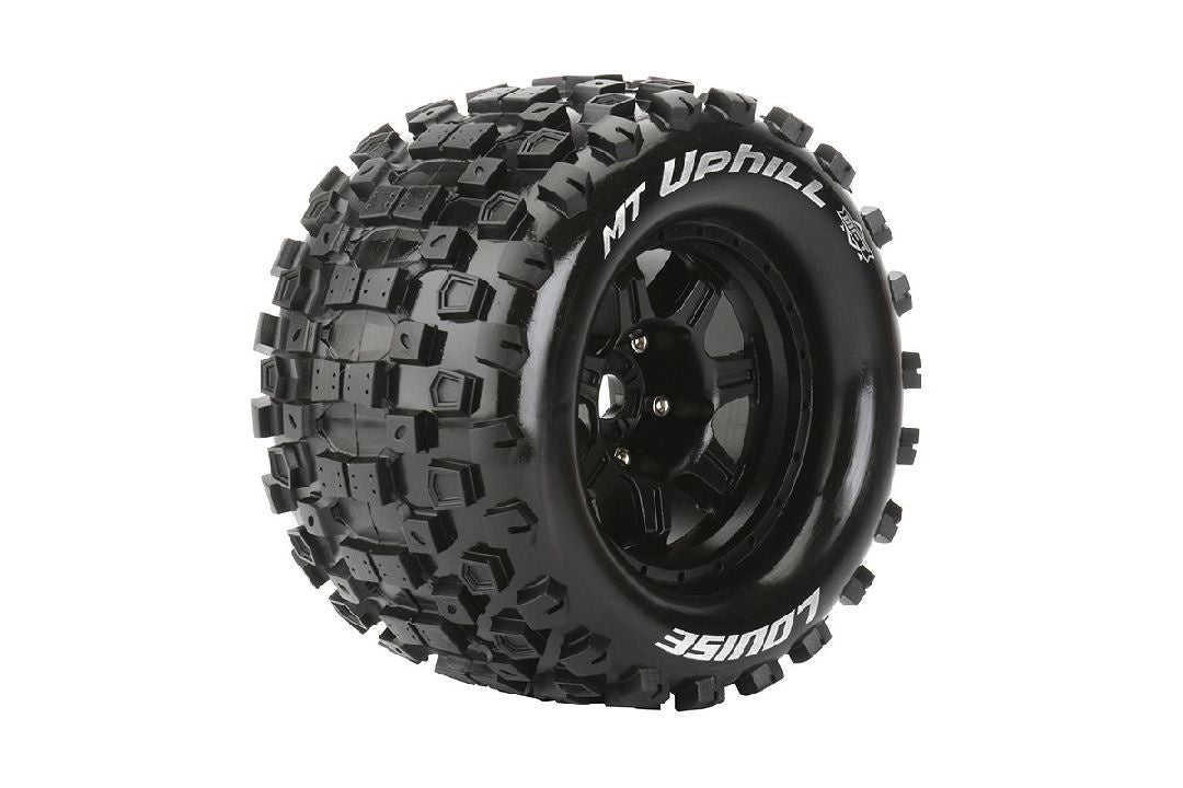 Louise R/C MT-Uphill 3.8"-1/2" Offset,17mm Hex Black Wheels(2) - LOULT3322BH