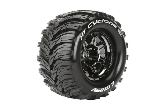 Louise R/C MT-Cyclone 3.8"-1/2" Offset,17mm Hex Blk/Chrm Whl(2) - LOULT3323BCH