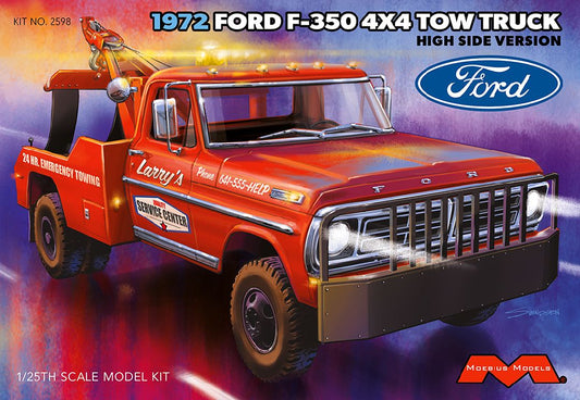 1972 Ford F-350 Wrecker 4x4 High Side 1/25 Model Kit #2598 by Moebius