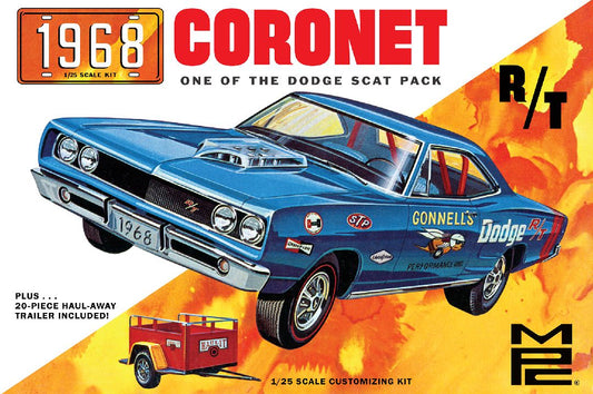 1968 Dodge Coronet Hardtop w/ Trailer Model Kit 1/25 #975 by MPC