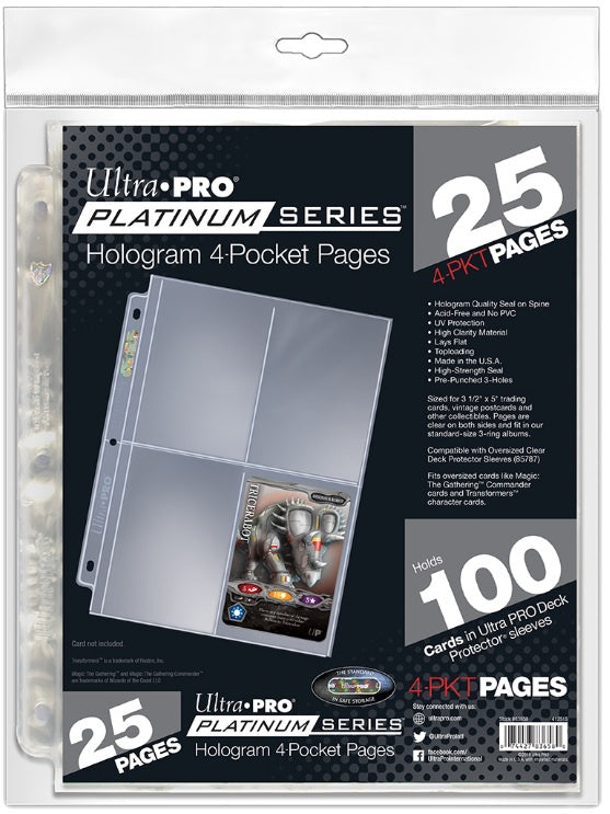 Ultra Pro Page 4 Pockets Platinum Series (25ct)