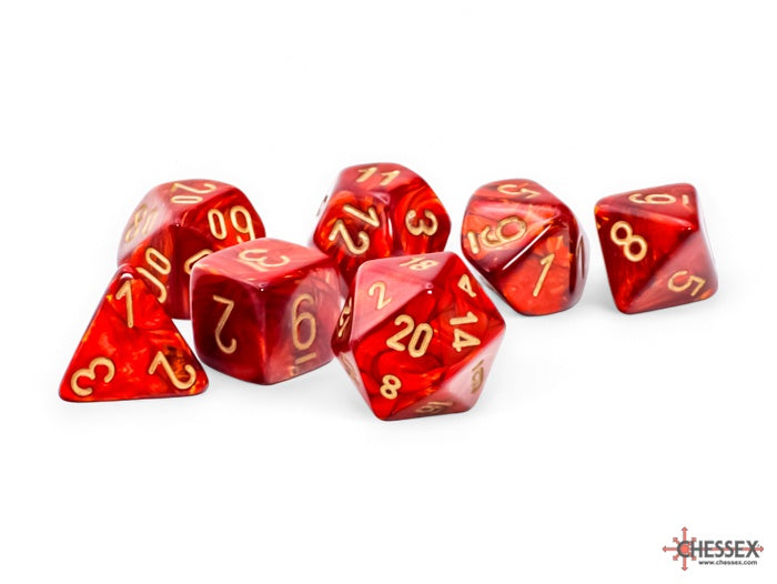 Chessex Scarab 7-Die Set Mega-Hedral Scarlet/Gold CHX22414