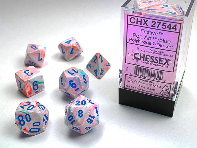 Chessex Festive 7-Die Set Pop-Art/Blue CHX27544