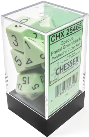 Chessex Opaque 7-Die Set Pastel Green/Black CHX25465