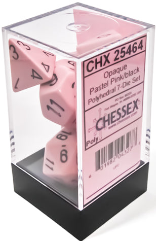 Chessex Opaque 7-Die Set Pastel Pink/Black CHX25464