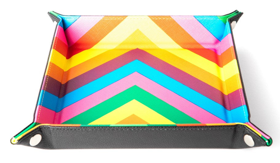 Fanroll Fold Up Dice Velvet Tray w/ Leather Rainbow