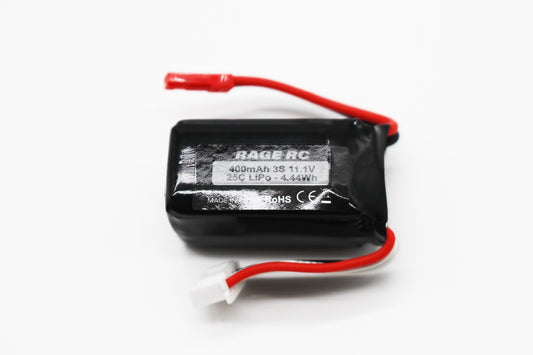 RageRC 3S 11.1V 400mAh LiPo with JST plug; P-51D BL - RGRA1632