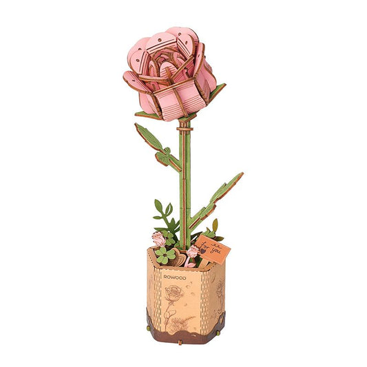DIY Pink Rose 3D Wooden Puzzle