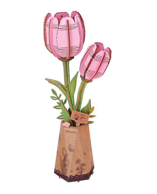 Pink Tulip 3D Wooden Puzzle