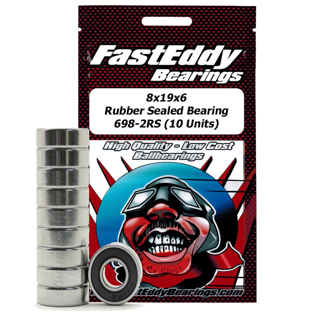 Fast Eddy Flanged Rubber Sealed Bearings (1): 8x19x6 TFE308 698-2RS