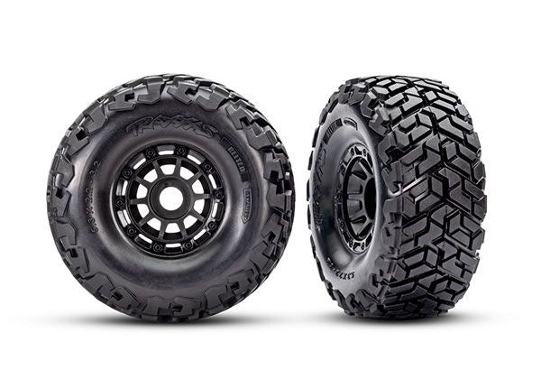 Traxxas Tires & wheels, Maxx Slash belted tires on black wheels - TRA10272