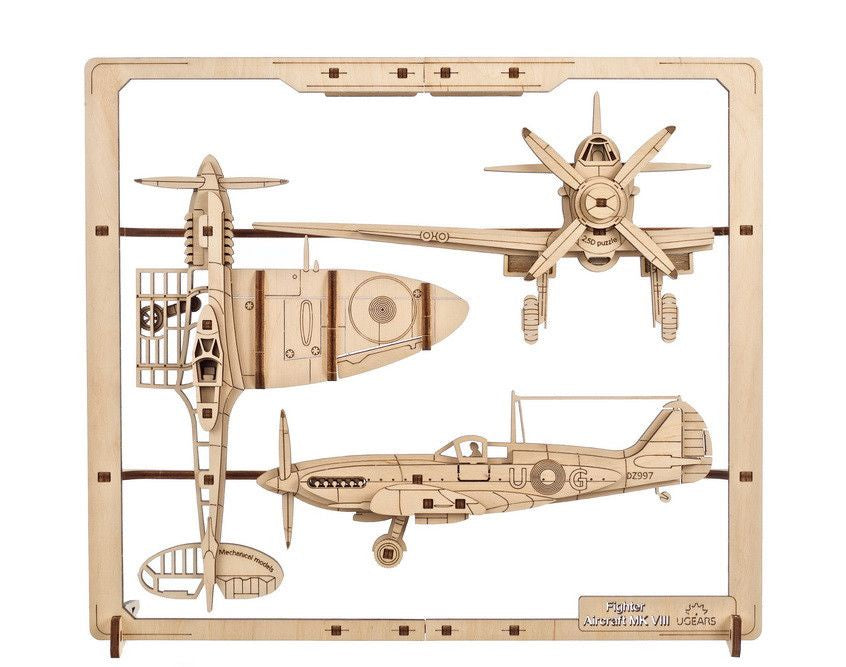 Ugears Fighter Aircraft 2.5D Puzzle - 47 Pieces - UGR70196