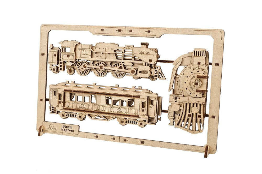 Ugears Steam Express Train 2.5D Puzzle - 79 Pieces - UGR70207