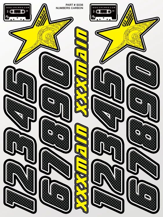 XXX Numbers Carbon Sticker Sheet - XXXS036