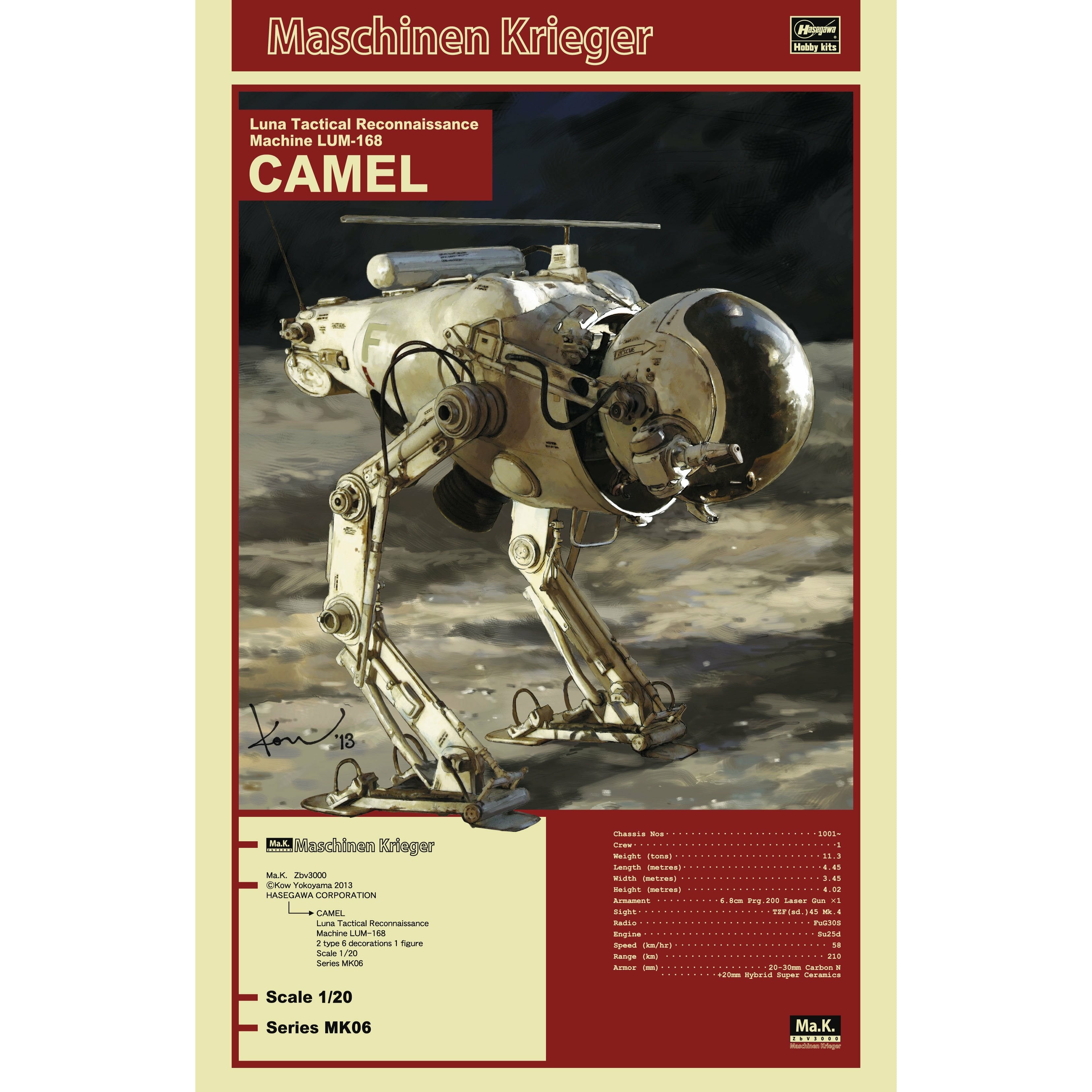 Luna Tactical Reconnaissance Machine LUM-168 Camel 1/20 Ma.K. Model Kit #64006 by Hasegawa